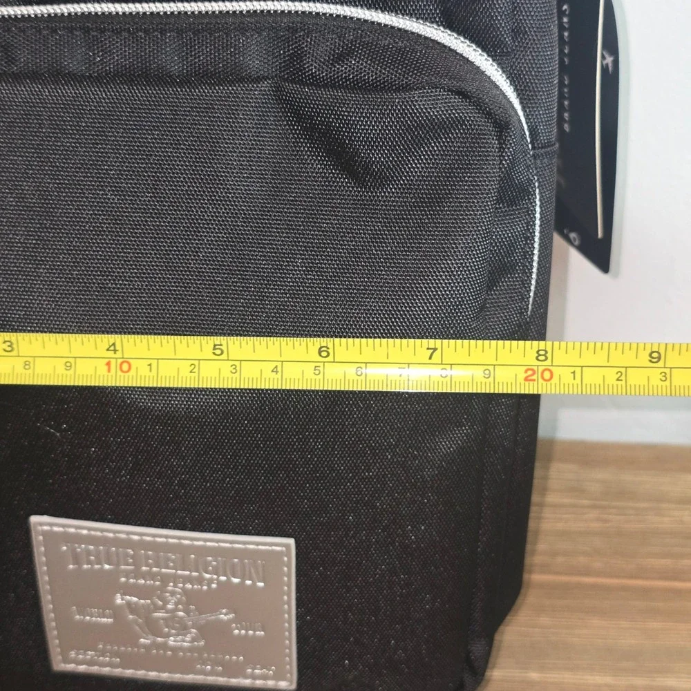 NEW True Religion Black Canvas Sling Bag Crossbody Backpack Horseshoe Clip NEW